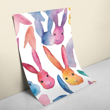 Load image into Gallery viewer, Easter Bunnies Faces Watercolor Digital Printable Wall Art