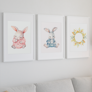 Easter Bunny in Pink Dress Instant Digital Printable Wall Art