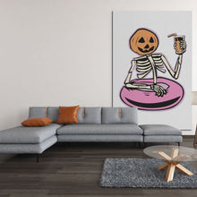Load image into Gallery viewer, Skeleton Pumpkin Drink Till You Drop Wall Art