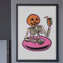 Load image into Gallery viewer, Skeleton Pumpkin Drink Till You Drop Wall Art