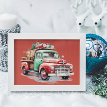 Load image into Gallery viewer, Christmas Green Red Truck Tree Instant Printable Wall Art