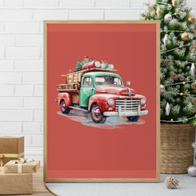 Load image into Gallery viewer, Christmas Green Red Truck Tree Instant Printable Wall Art