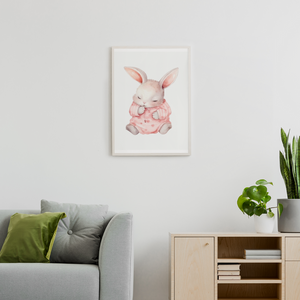 Easter Bunny in Pink Dress Instant Digital Printable Wall Art