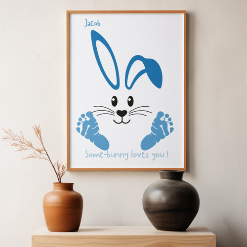 Blue Easter Bunny Printable Footprints  